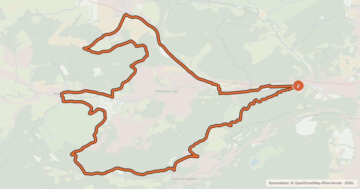 Kartenübersicht der Radroute Kaltenleutgeben-Strecke