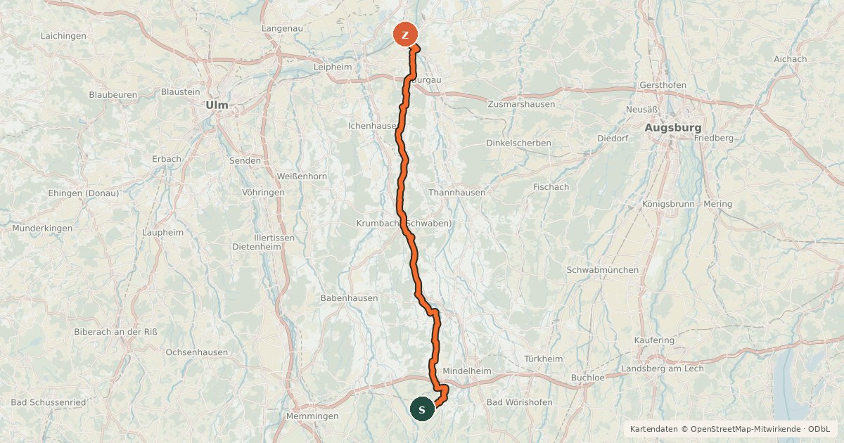 Kartenübersicht der Radroute Kammeltal-Radweg