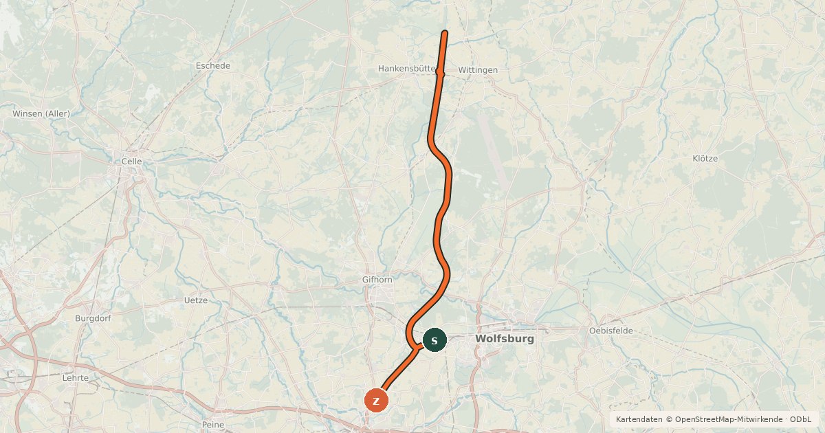 Kartenübersicht der Radroute Kanalradweg Elbe-Seitenkanal