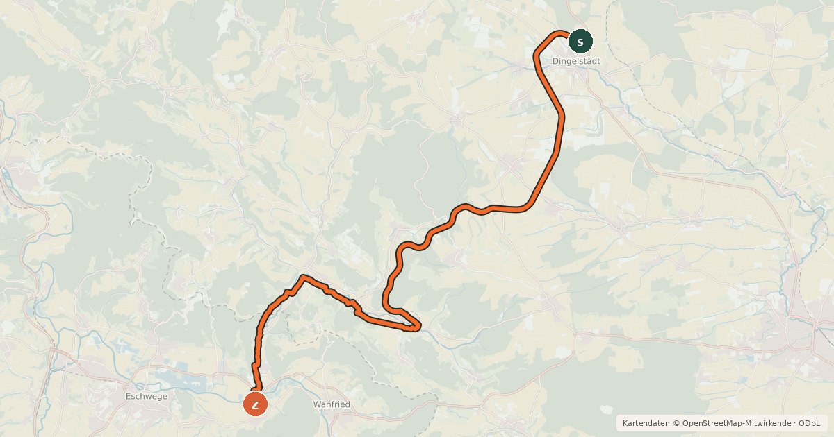 Kartenübersicht der Radroute Kanonenbahn Radweg