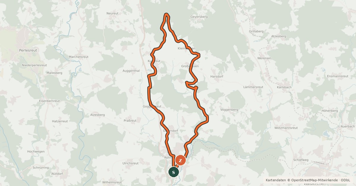 Kartenübersicht der Radroute KapellenRadWanderWeg Tour B