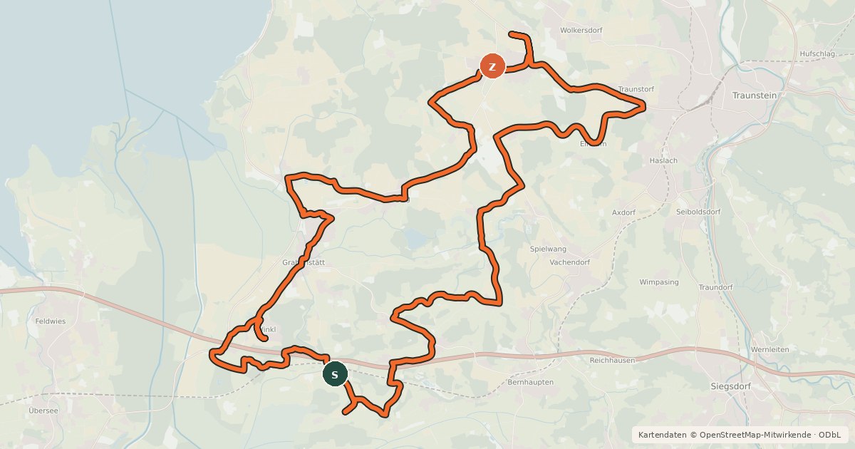 Kartenübersicht der Radroute Kapellenradweg