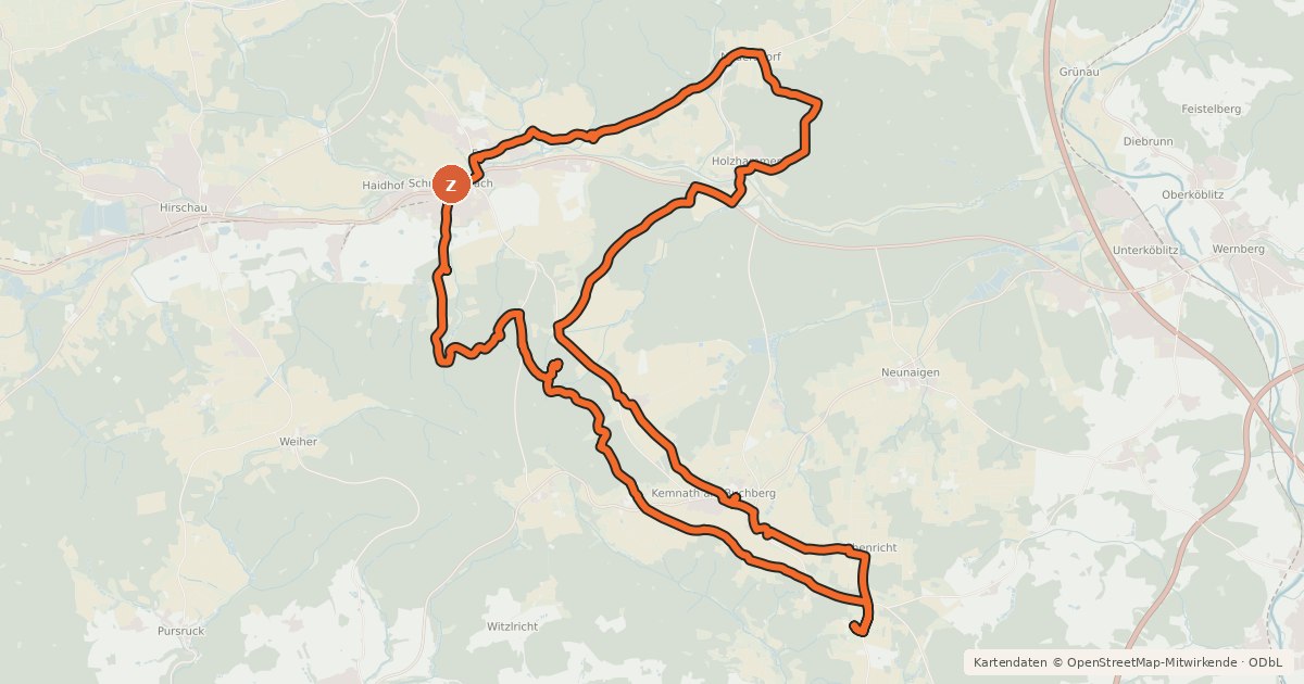 Kartenübersicht der Radroute Kapellenweg