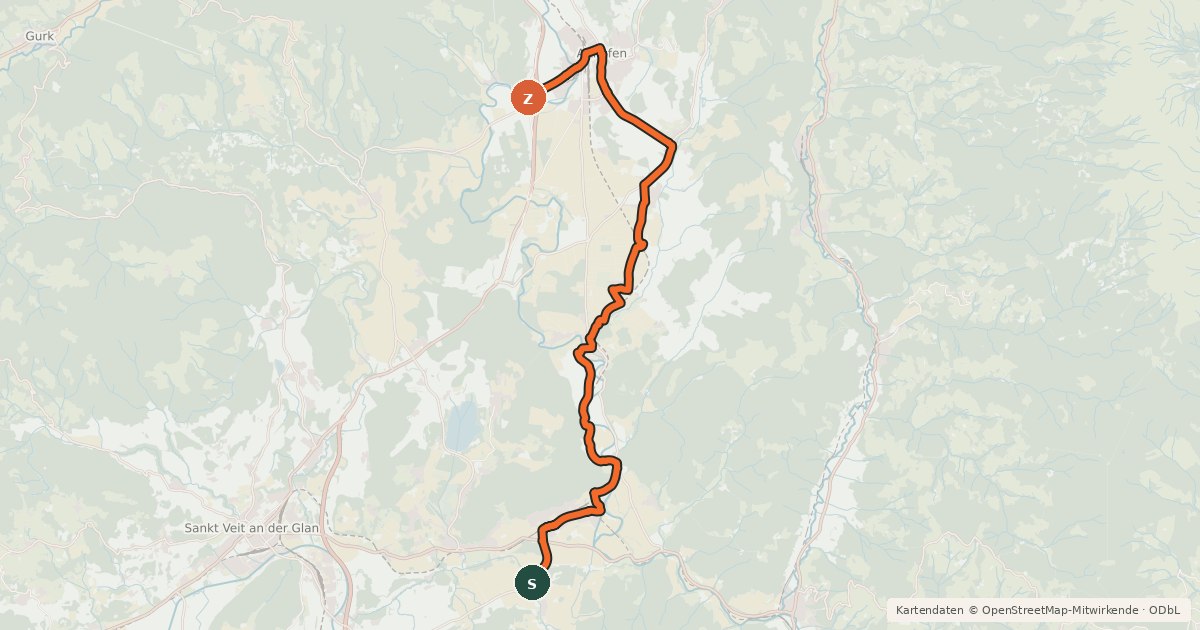 Kartenübersicht der Radroute Kappelerweg