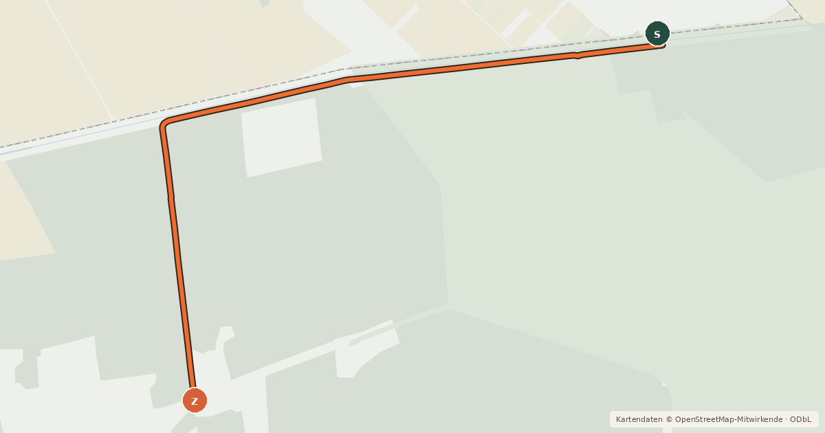Kartenübersicht der Radroute Kapuvár - Andau-Brücke