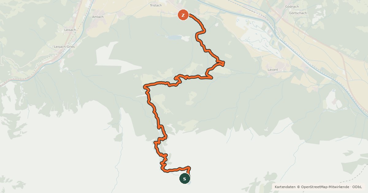 Kartenübersicht der Radroute Karlsbader Hütte