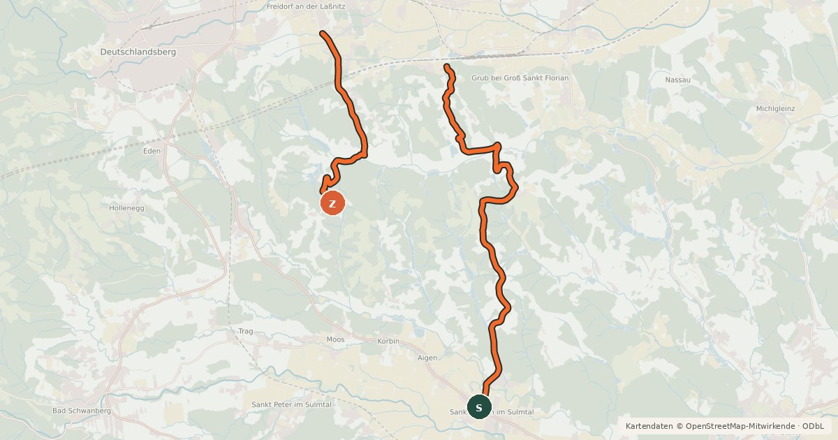 Kartenübersicht der Radroute Karpfen Radtour