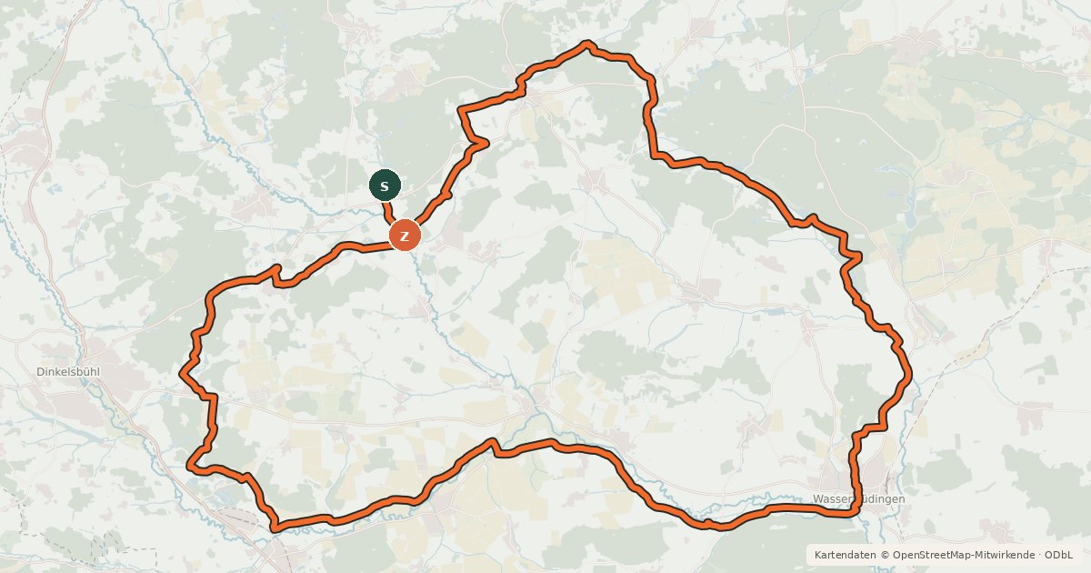 Kartenübersicht der Radroute Karpfenland