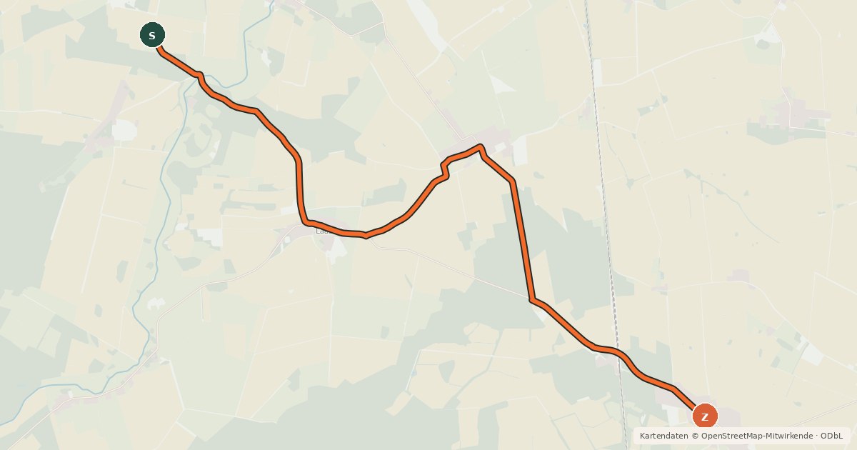 Kartenübersicht der Radroute Karstädt (13) - Perleberg (22)
