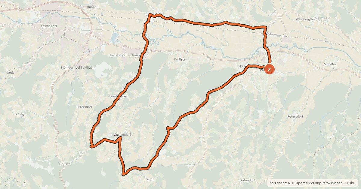 Kartenübersicht der Radroute Kastanientour