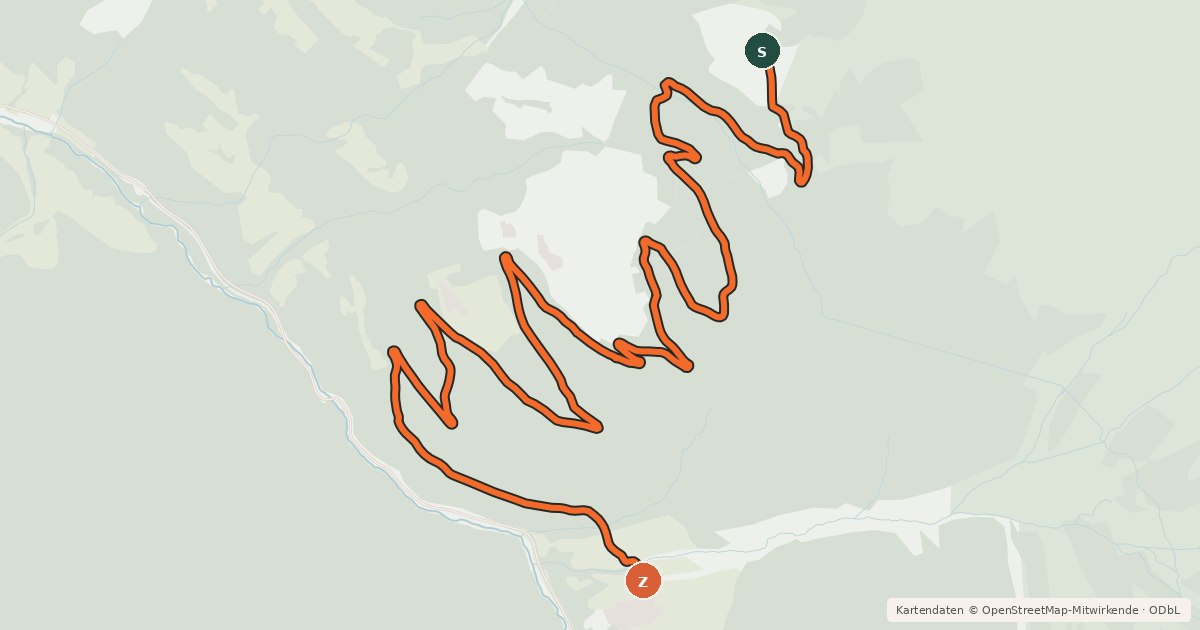 Kartenübersicht der Radroute Kaunertal-Falkaunsalm