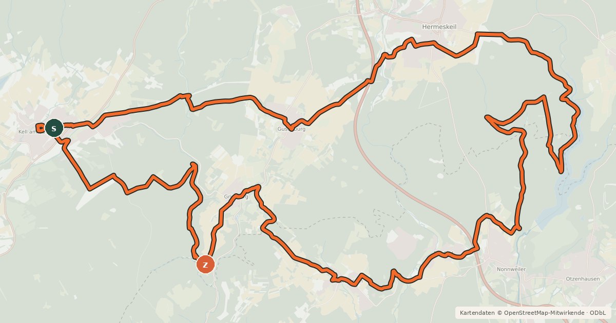 Kartenübersicht der Radroute Keller MTB Route No. 9