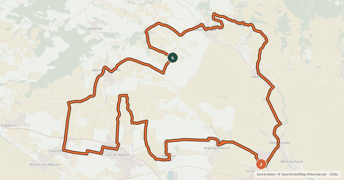 Kartenübersicht der Radroute Kellergassen Tour