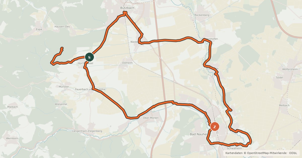 Kartenübersicht der Radroute Keltenradroute West