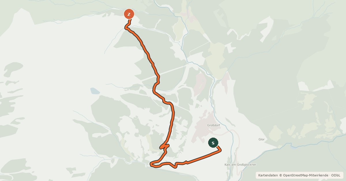 Kartenübersicht der Radroute Kerer Alm