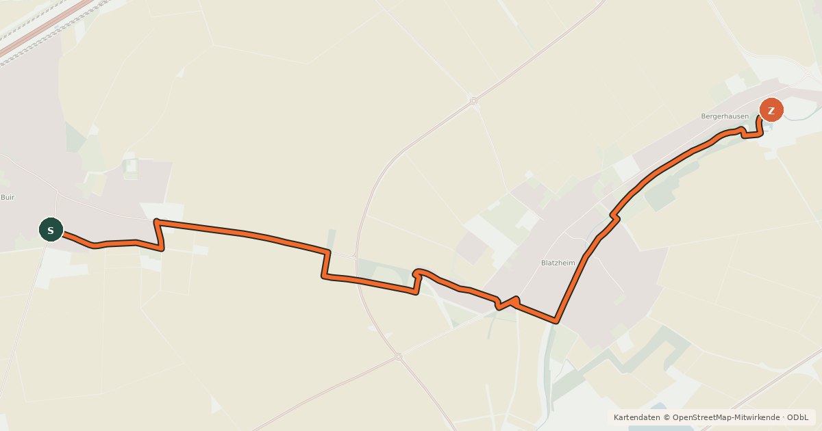 Kartenübersicht der Radroute Kerpen (49) - Kerpen (51)