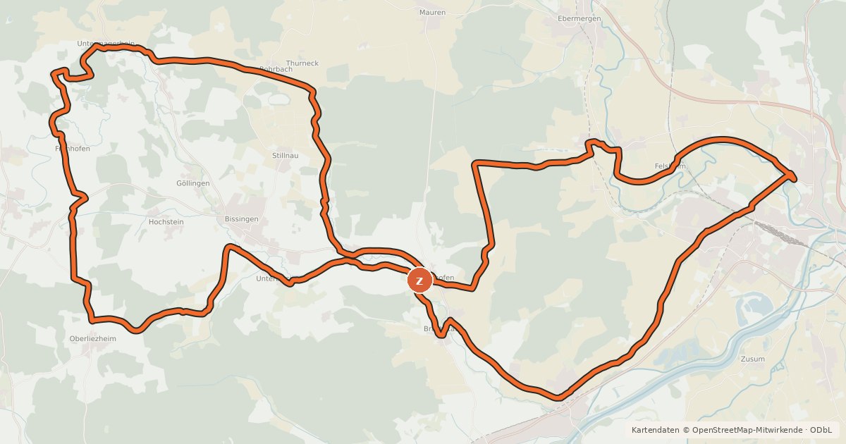 Kartenübersicht der Radroute Kesseltalrundweg