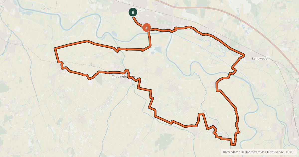 Kartenübersicht der Radroute Kirchen-Radweg
