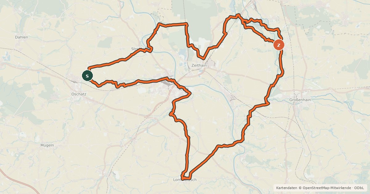 Kartenübersicht der Radroute Kirchenradweg