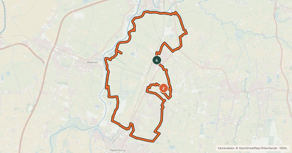 Kartenübersicht der Radroute Kirchenroute (Westovereledingen)