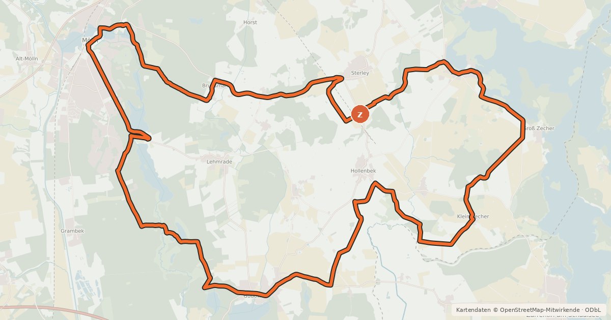 Kartenübersicht der Radroute Kirchentour