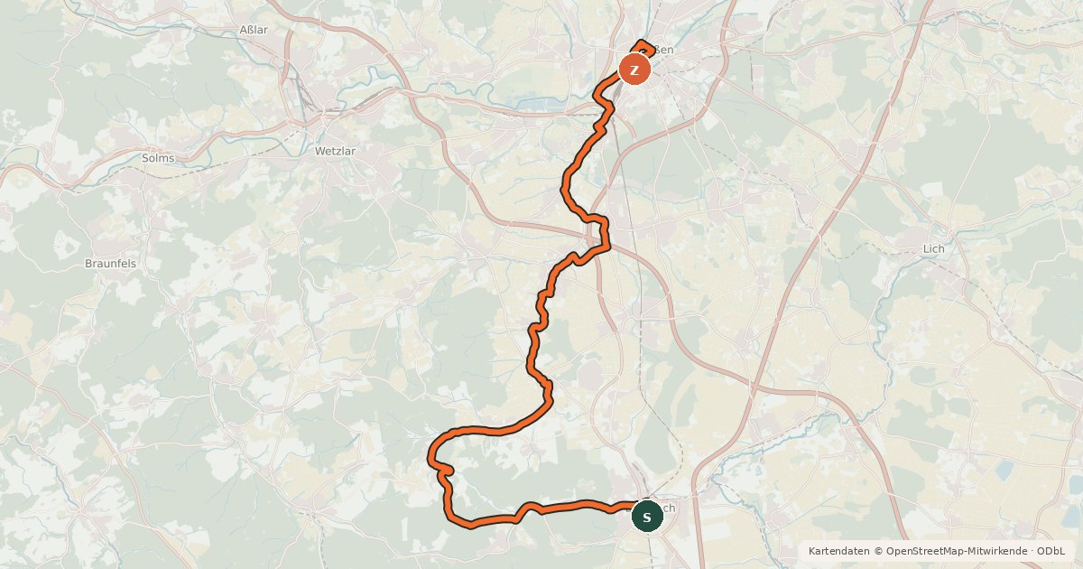 Kartenübersicht der Radroute Kleebachtal-Radweg