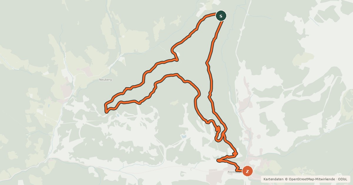 Kartenübersicht der Radroute Kleinbergalm Runde