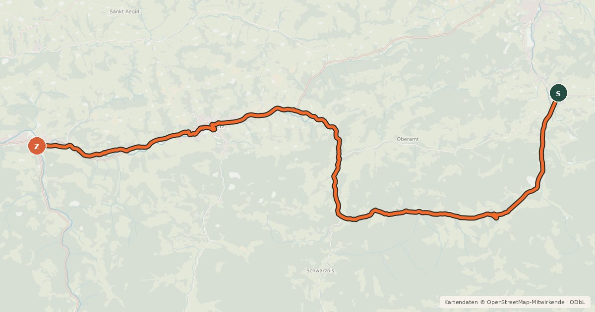Kartenübersicht der Radroute Kleiner Ybbstalradweg