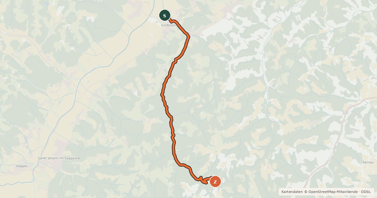 Kartenübersicht der Radroute Kleingrabenradweg