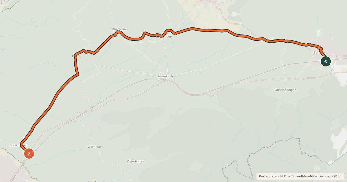 Kartenübersicht der Radroute Klettgauer Wein-Route