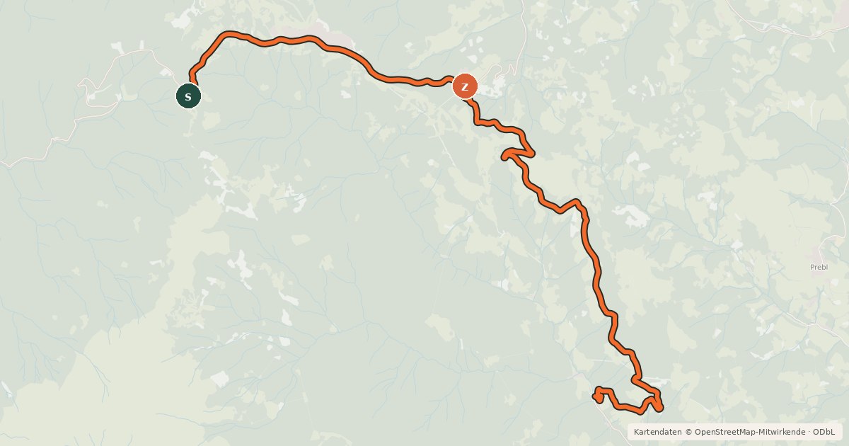 Kartenübersicht der Radroute Klippitztörl - Tour