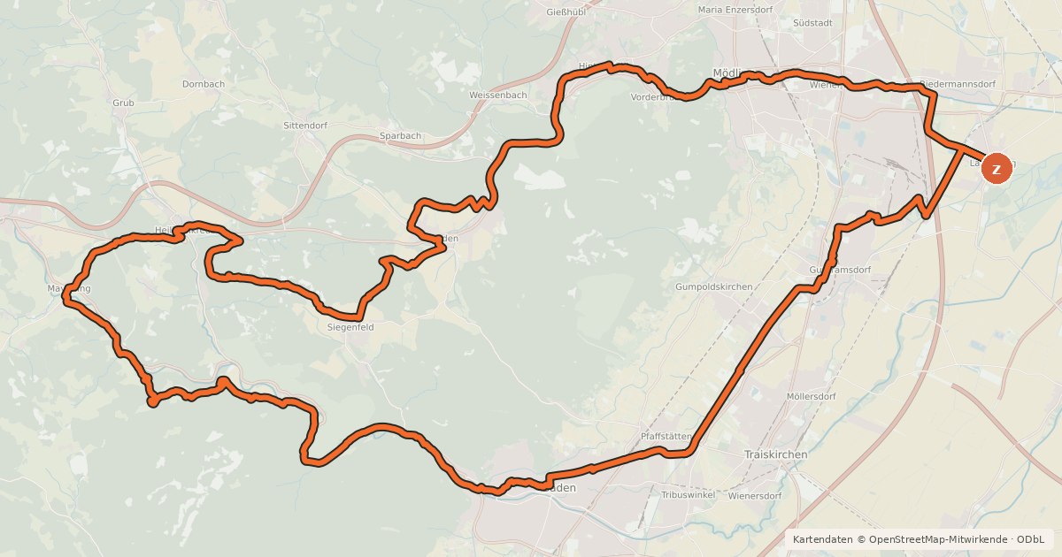 Kartenübersicht der Radroute Klöster Kaiser Künstler Tour