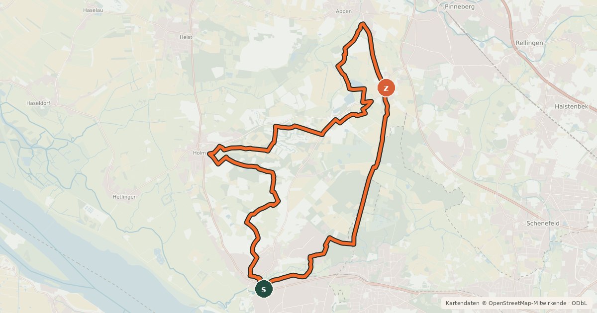 Kartenübersicht der Radroute Klövensteen Route