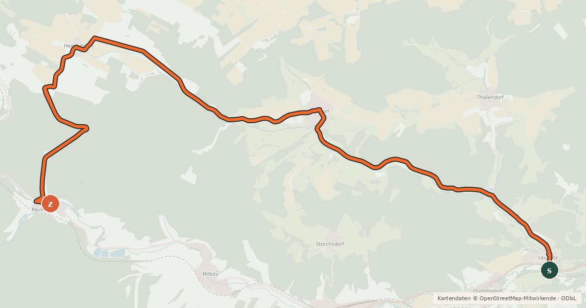 Kartenübersicht der Radroute Klosterradweg