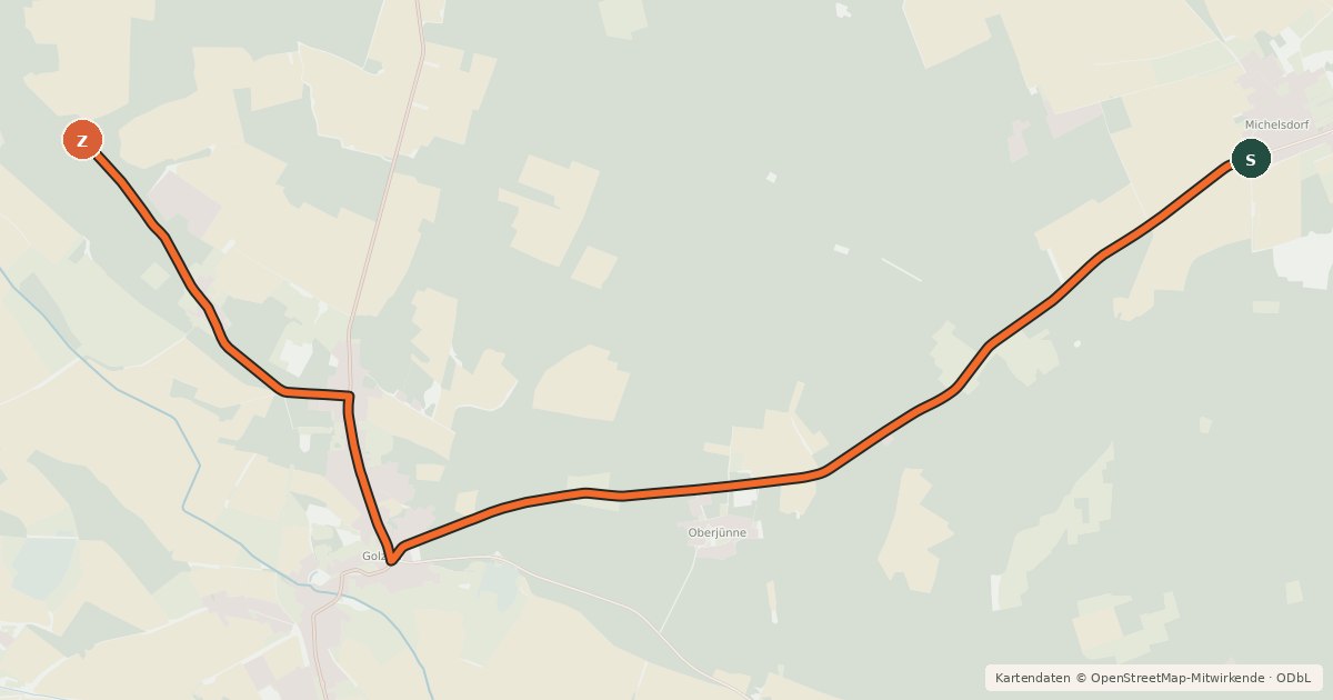 Kartenübersicht der Radroute Klostertour