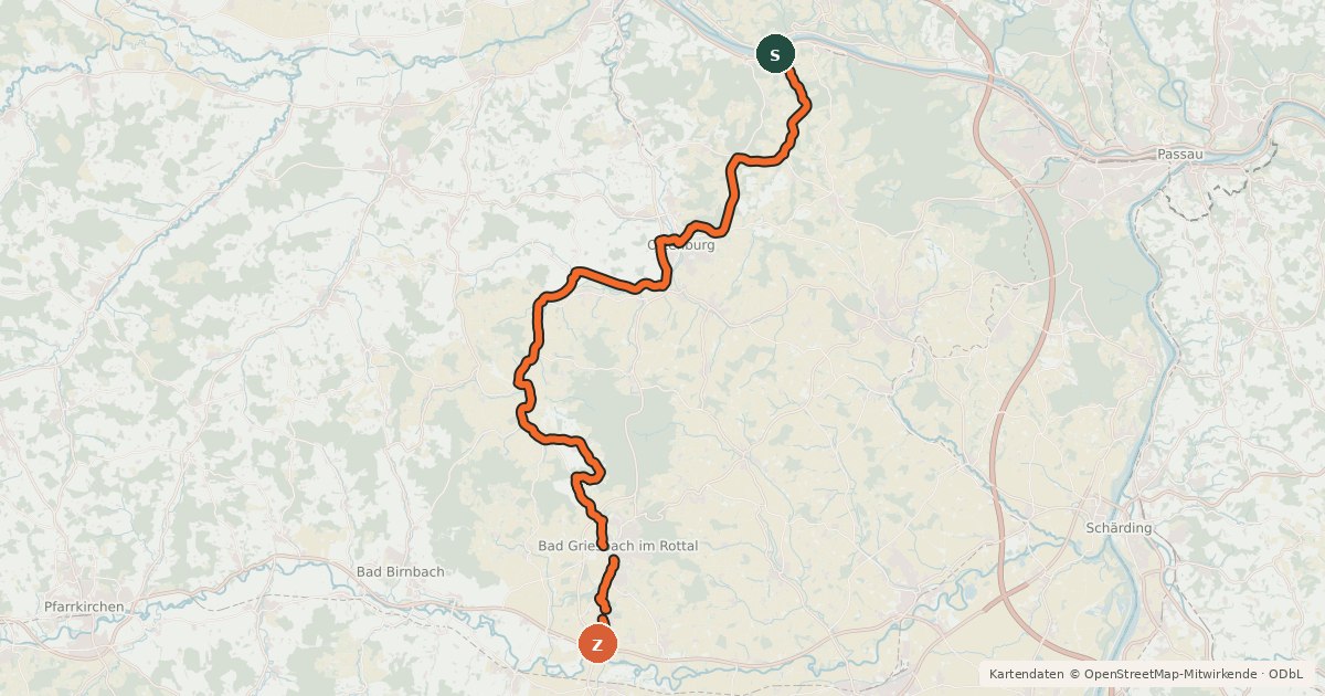 Kartenübersicht der Radroute Klosterwinkel-Radweg