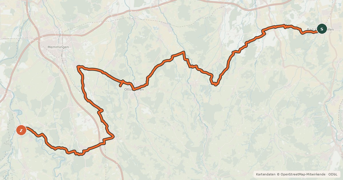 Kartenübersicht der Radroute Kneipp Radweg