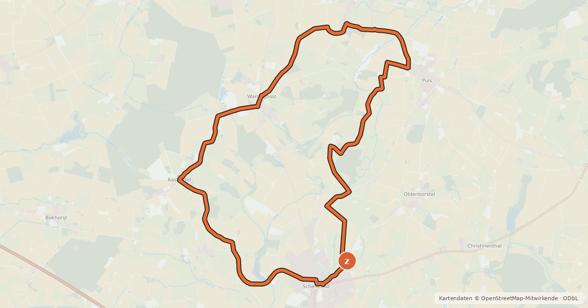 Kartenübersicht der Radroute Knick-Tour