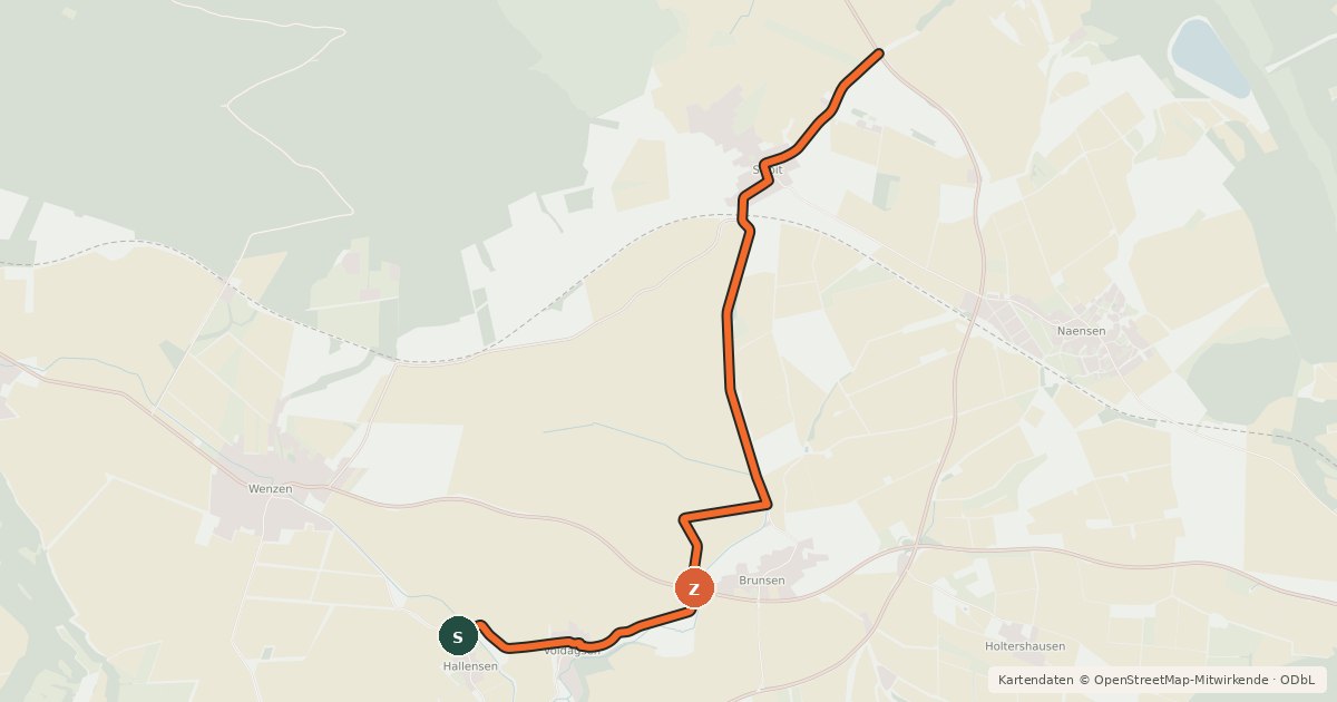 Kartenübersicht der Radroute Knotenpunktnetz NOM Stroit (23) - Hallensen (24)