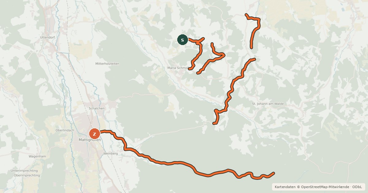 Kartenübersicht der Radroute Kobernausserwald MTB Arena Verbindung