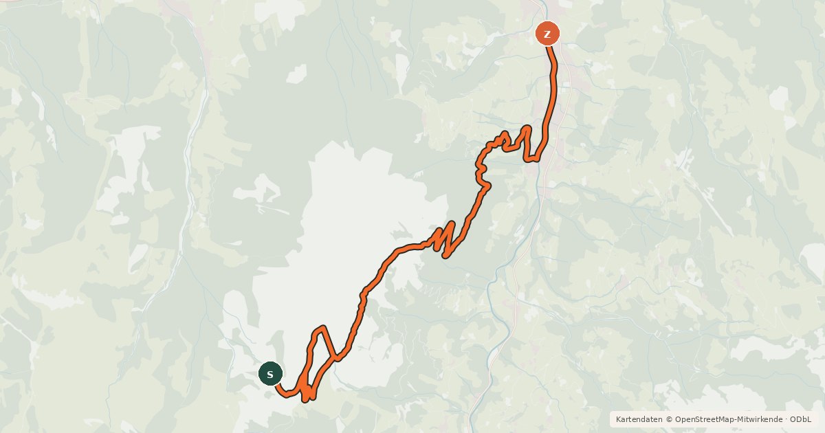 Kartenübersicht der Radroute Kobingerhütte
