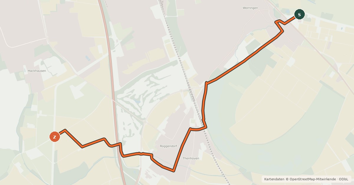 Kartenübersicht der Radroute Köln (06) - Köln (07)