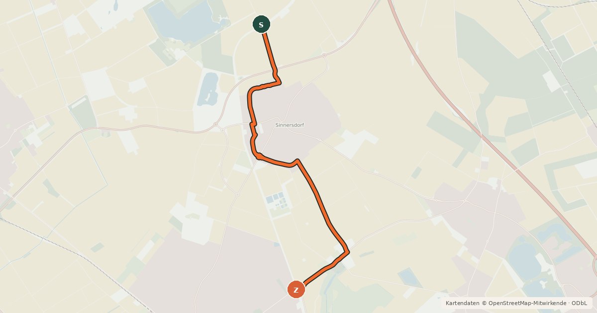 Kartenübersicht der Radroute Köln (31) - Pulheim (33)