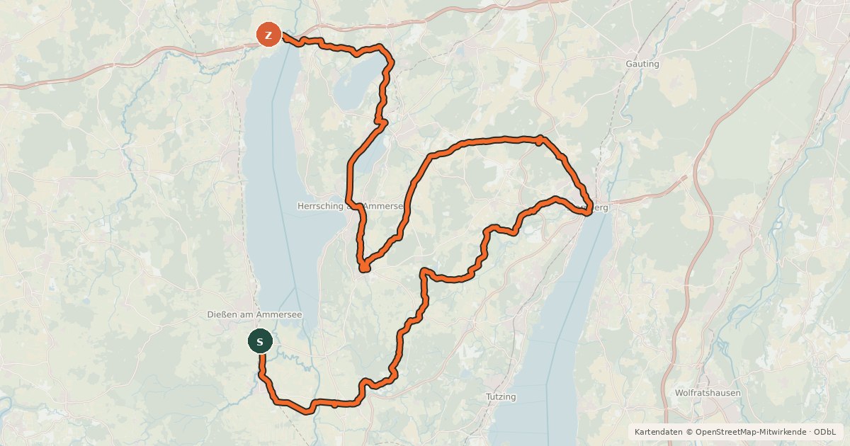 Kartenübersicht der Radroute Königlich-bayerische Radltour