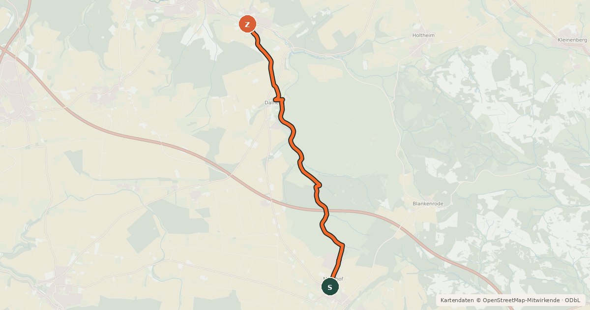 Kartenübersicht der Radroute Königswege