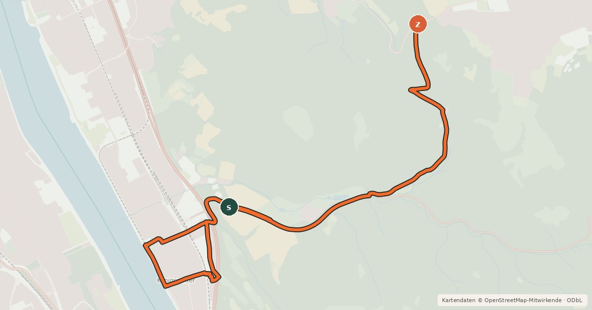 Kartenübersicht der Radroute Königswinter (05) - Königswinter Oberdollendorf (09)