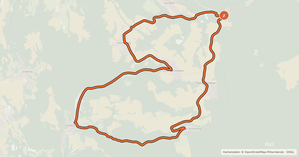 Kartenübersicht der Radroute Kohlstatt-Radwanderweg