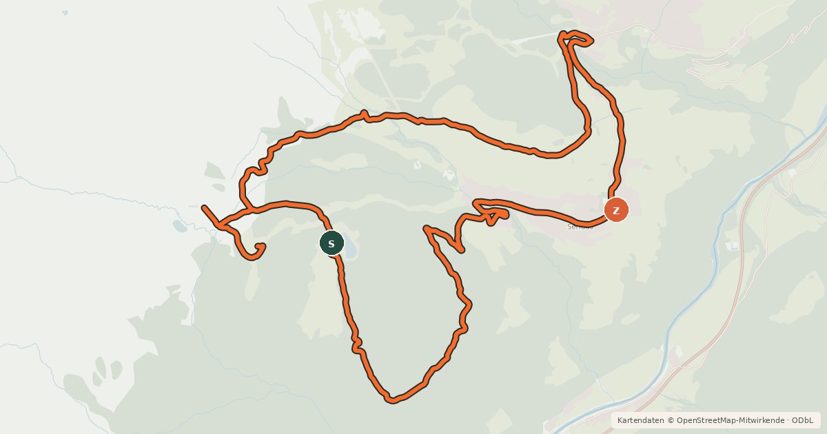 Kartenübersicht der Radroute Komperdell Tour