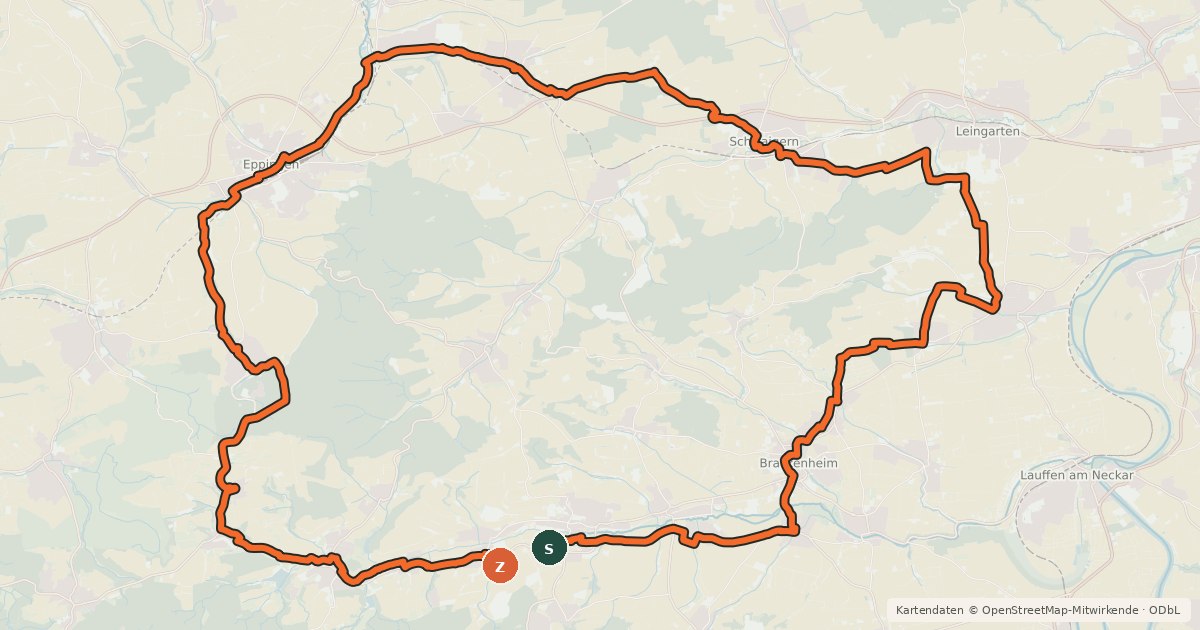 Kartenübersicht der Radroute KR1 Heuchelberg-Runde