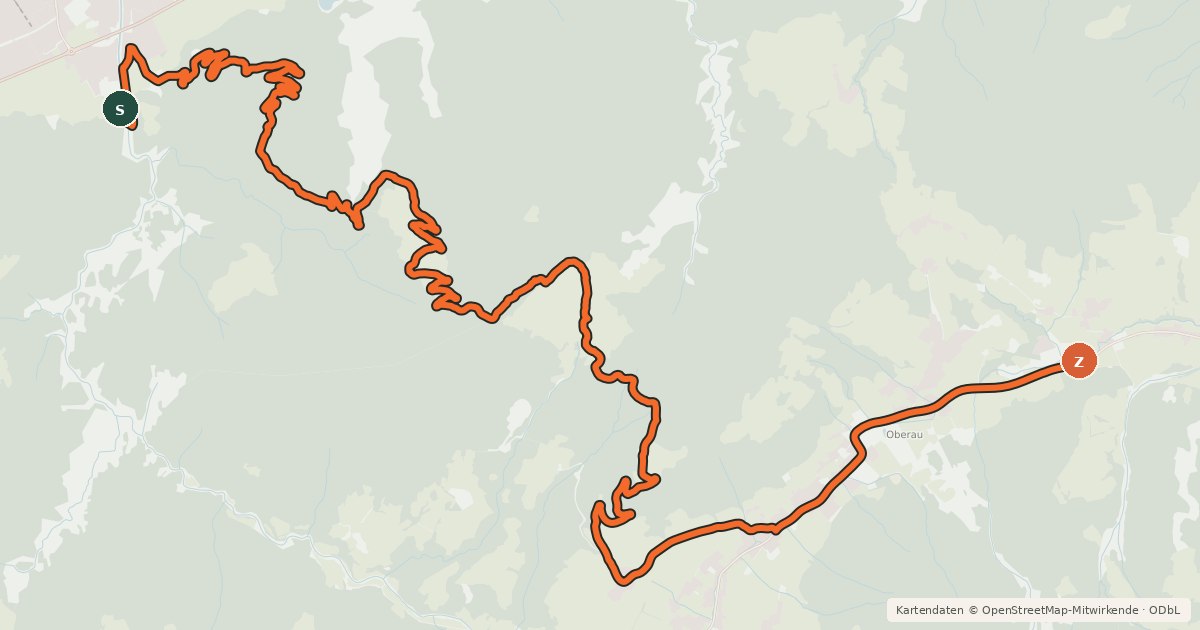 Kartenübersicht der Radroute Kragenjoch